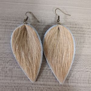 Handmade Western Cowgirl Cow Hide Fur Earrings